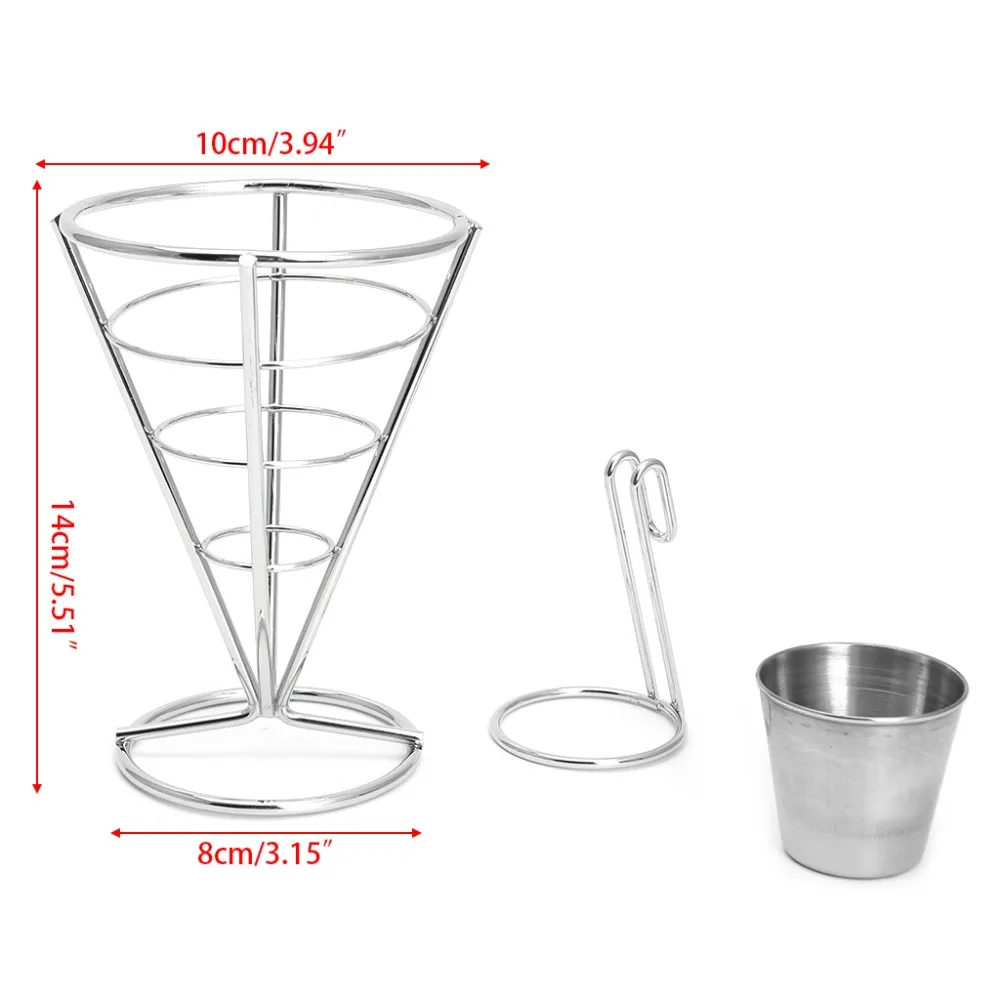 Новое поступление картофель фри рожок для чипсов держатель металлический проволочный чаша кухонные принадлежности для приготовления пищи продуктовый Прилавок