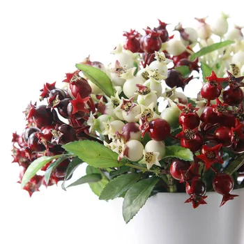 1pc New 25cm Glass Berries Artificial Flowers Red Simulation Pomegranate Fruit Wedding Home Decoration Accessories Fake Flower