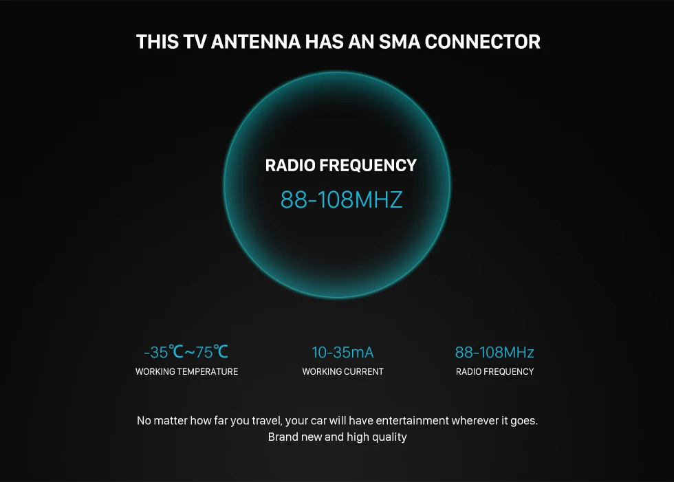 Seicane ТВ цифровой сигнал DVB-T для ТВ приемник 2-в-1 FM/радио антенна бустер ТВ антенна с разъемом SMA