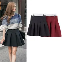 Autumn Winter Women Pleated Skirt Cotton High Waist Vintage Short Skirt Female Plus Size Slim Ball Gown Mini Skirt S M L large size vintage wool cotton black and red plaid skirt women s winter autumn fashion gothic gothc short skirt a line pleated