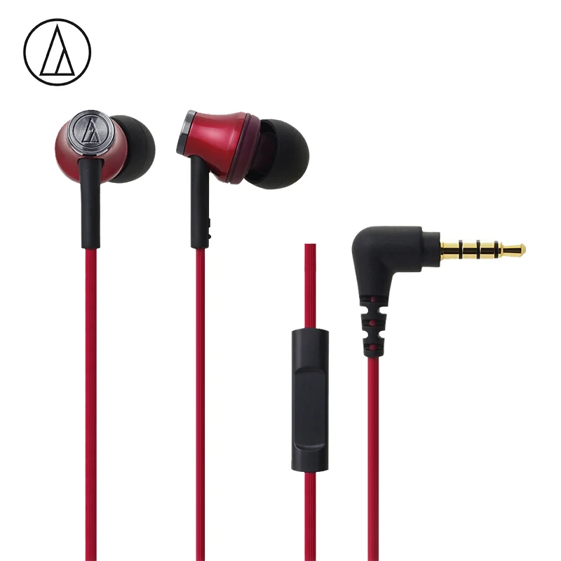 Audio-Technica ATH-CK330IS проводные наушники 3,5 мм разъем в уши с микрофоном проводное управление для Xiaomi huawei Oppo и т. Д - Color: red