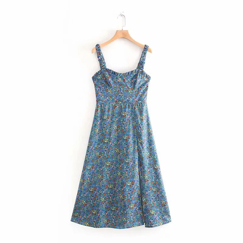 Printed Sexy Sling Dress Wild Women's Casual Summer Sleeveless Slash Neck Slim Dress Fashion Beach Party Dresses