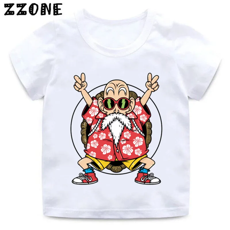 

Kids Cartoon Funny Clothes Boys and Girls Anime Dragon Ball Z Master Roshi Print T shirt Baby Summer White T-shirt,-5216