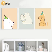 Cartoon Polar Bear Orange Cat Animals Wall Art Canvas Painting Nordic Posters And Prints Wall Pictures Baby Kids Room Home Decor Cartoon Polar Bear Orange Cat Animals Wall Art Canvas Painting Nordic Posters And Prints Wall Pictures Baby Kids Room Home Decor
