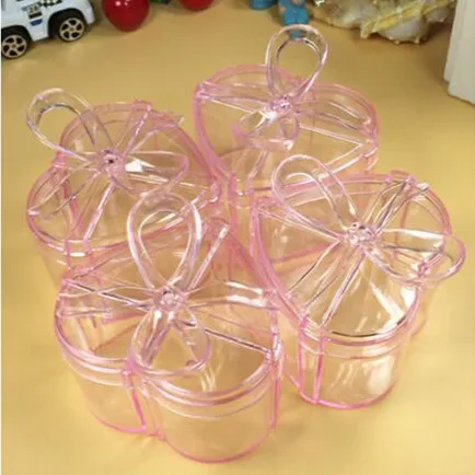 

free shipping heart shap gift box shape clear pink plastic baby girl shower favor boxes , XXP30