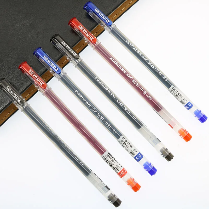 

6 piece / hot crystal pen, neutral pen, ball, deluxe transparent pen, 0.38mm