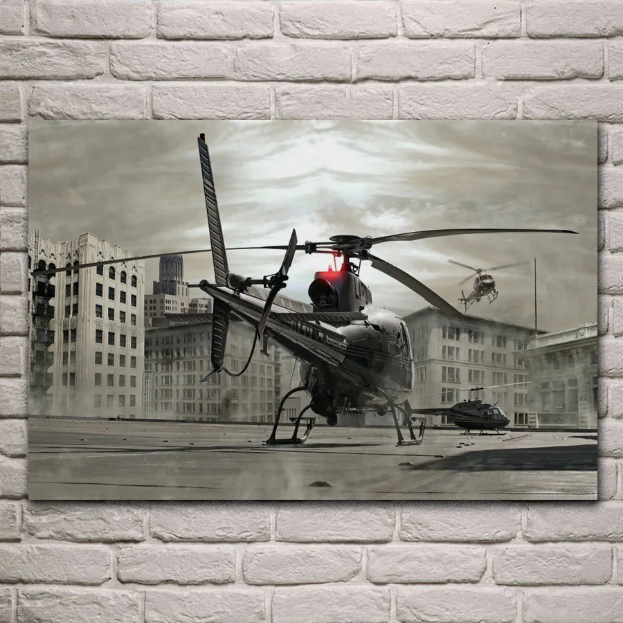 

The helicopter cover building EA057 living room home wall modern art decor wood frame fabric posters