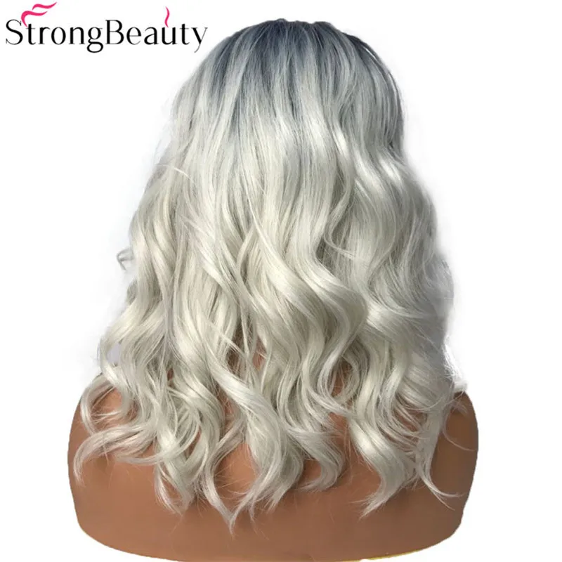 StrongBeauty синтетический парик женские парики длинные волнистые серые