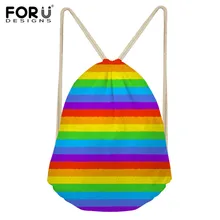 FORUDESIGNS/Повседневная сумка с радужным узором на шнурке для девочек и мальчиков, рюкзаки для подростков, школьная сумка на плечо, дорожный мешочек для хранения