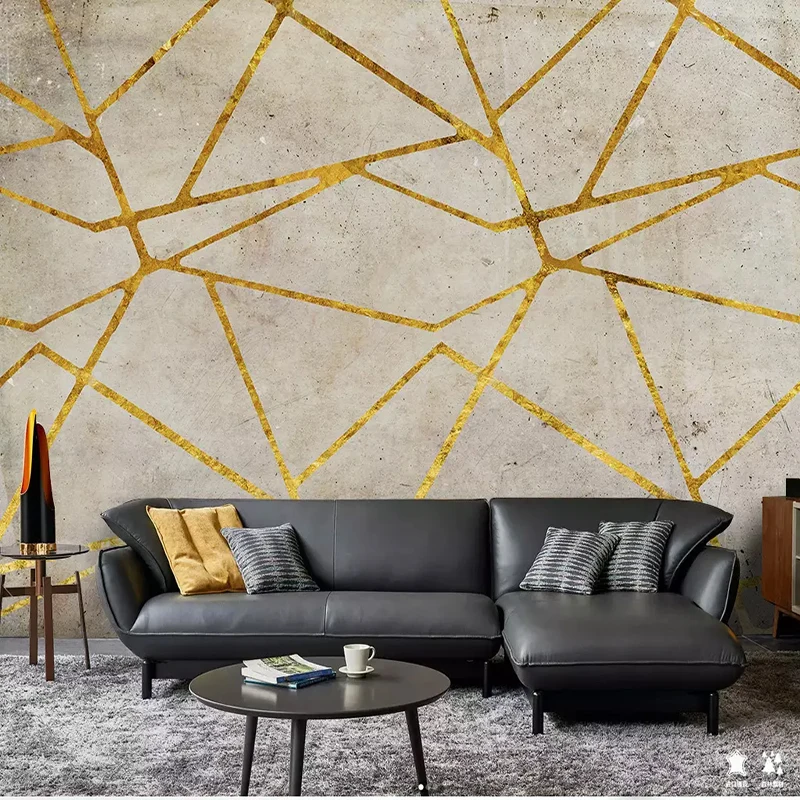 3D Настенные обои, современные абстрактные геометрические золотые линии, настенная ткань для гостиной, настенный Декор для дома, Фреска, 3D