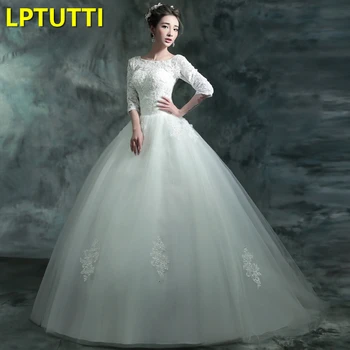 

LPTUTTI New White Lace Sexy Plus Size Princess Bridal Marriage Gown Bride Simple Party Events Long Luxury Wedding Dresse