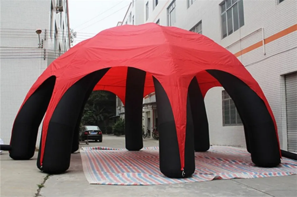 12 м диам супер красный надувной паук палатка для рекламы с 10 ног и съемный чехол
