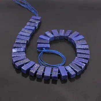 

15.5"strand Center Drilled Lapis Lazuli Rectangular Solid Beads,Blue Lapis Faceted Nugget Slise Pendant Nacklaces Jewelry Bulk