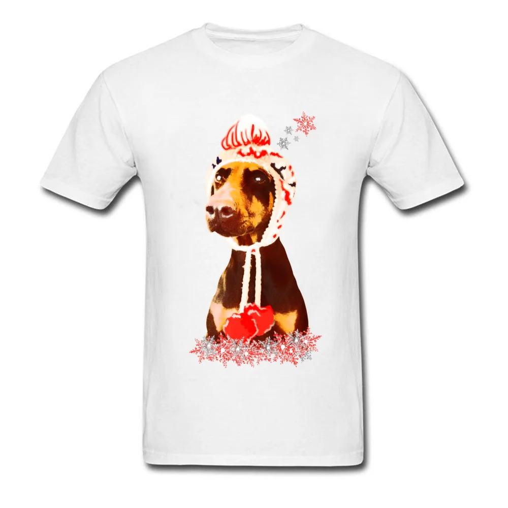 Custom Frosty the Doberman Men's T-Shirt Newest Summer Short Sleeve Round Collar Pure Cotton Tops Tees Party Tee Shirt Frosty the Doberman white