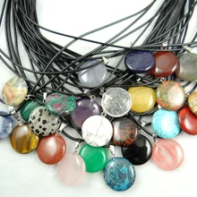 Натуральный Камень Бирюза кварцевый кристалл Лазурит Круглые кулоны и подвески для diy изготовления ювелирных изделий ожерелье аксессуары А2