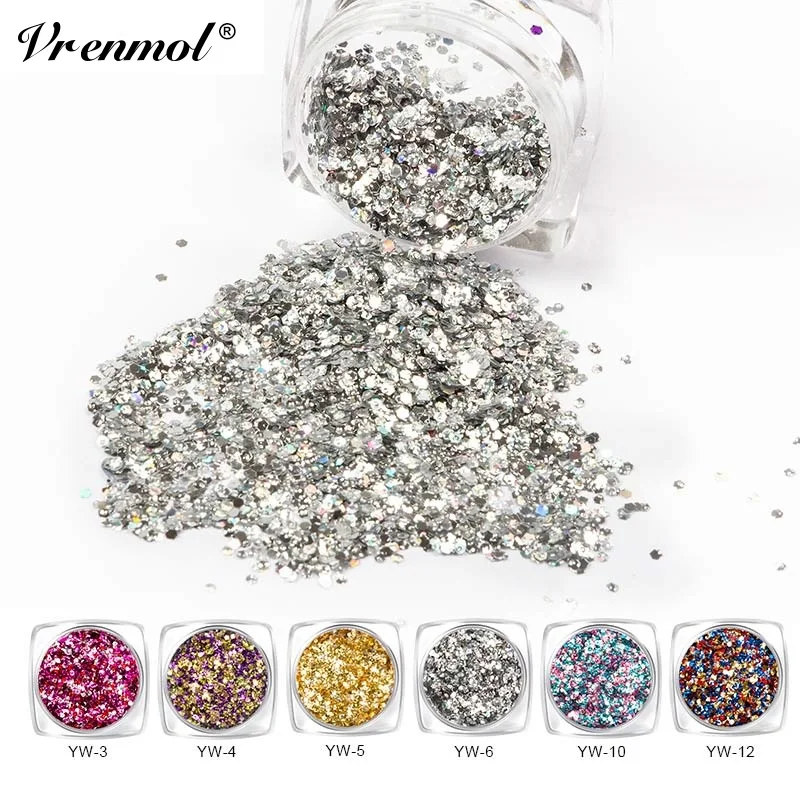 

Vrenmol Shiny 3D Mini Hexagon Mermaid Sequins Nail Glitter Decoration Nail Paillettes Makeup Nail Gel Polish