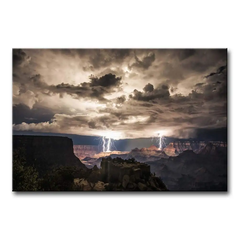 Холст печать молнии ударов в Grand Canyon темное облако картинки Декор стены Прямая