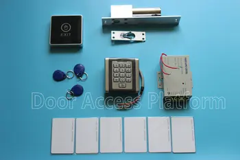 

Metal Shell EM ID card Off-line standalone reader access control machine with electro drop bolt lock, power supply touch exits