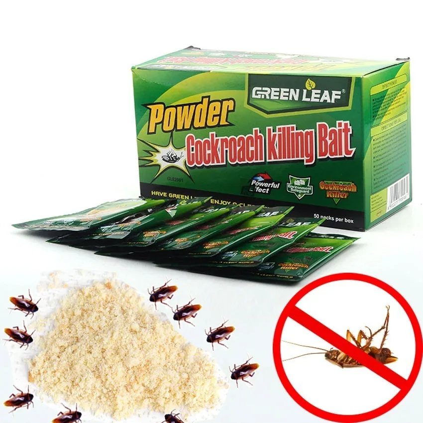 50pcs Cockroach Killer Powder How To Get Rid of Roach Best Killing Bait with box 