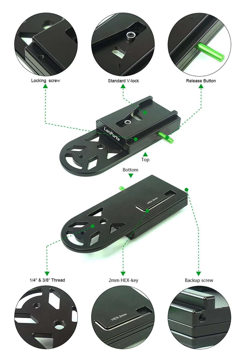 Lanparte быстроразъемный монопод V-lock пластина для камеры ENG