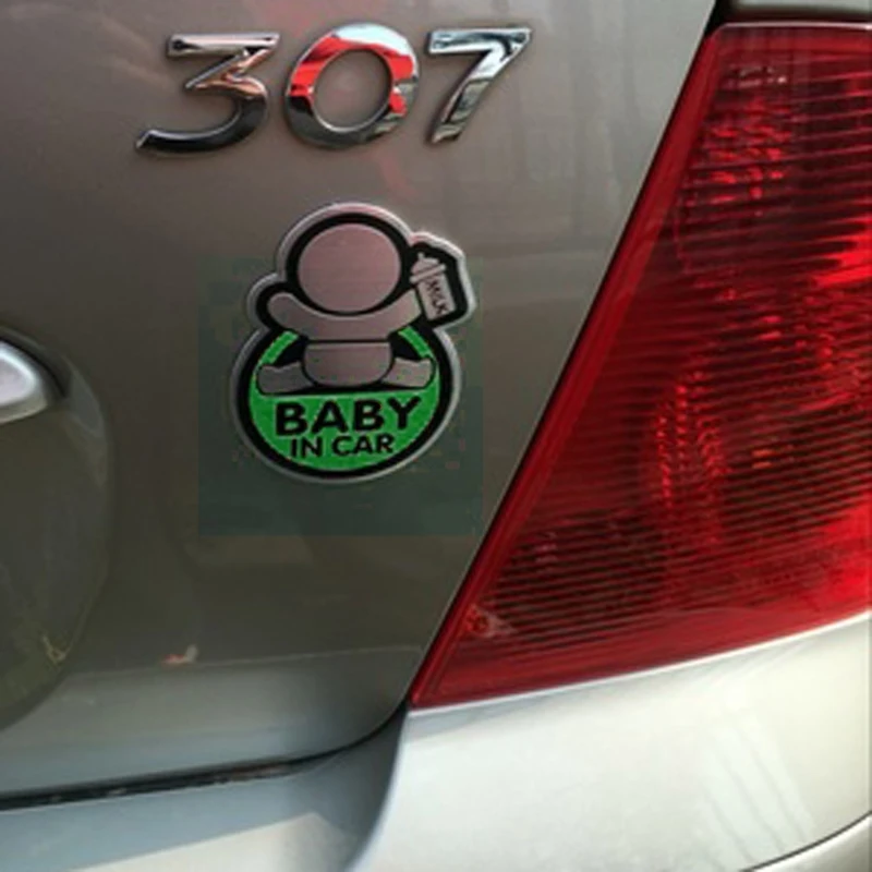 Car 3D Window Aluminum Sticker Baby IN CAR Warning Decal Safety Waterproof