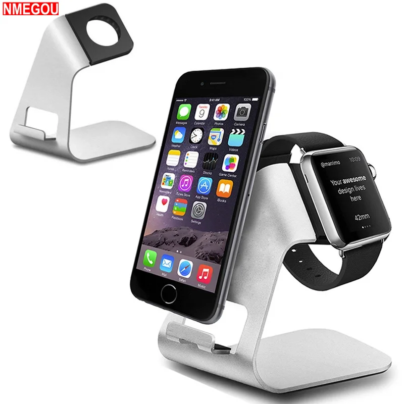 

Universal 2 In 1 Aluminium Charging Stand Dock Station for Apple Watch 1 2 3 Iwatch IPhone X 8 7 Plus Charger Phone Holder Stand