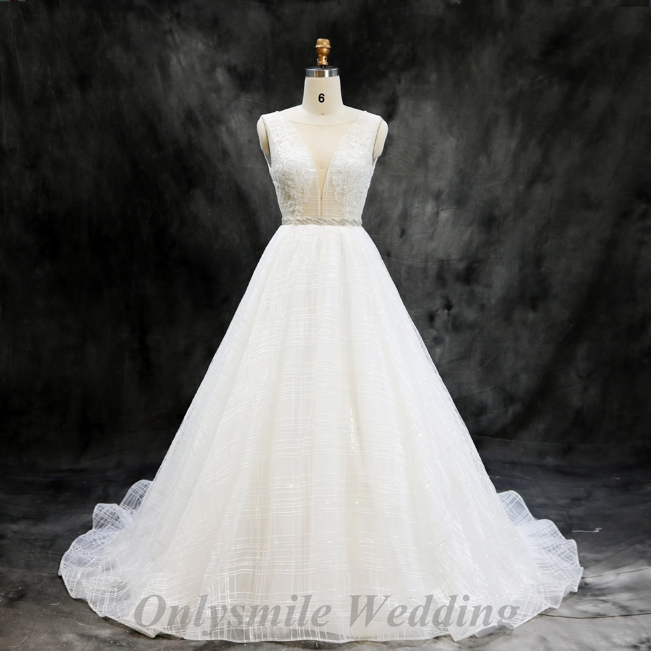 Onlysmile vestido de noiva блестящее сексуальное прозрачное роскошное кружевное свадебное