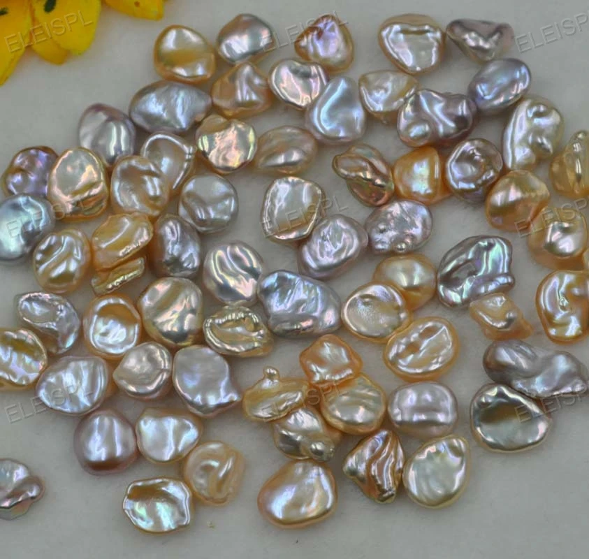 

Stunning lots loose rare pearl 10-15mm jewelry beads rainbow keshi pearl