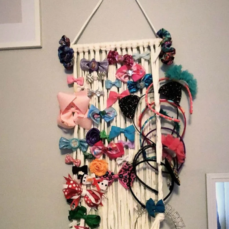 Девочек волос Луки хранения ремень заколка Hairband Организатор дети радуги Цвет