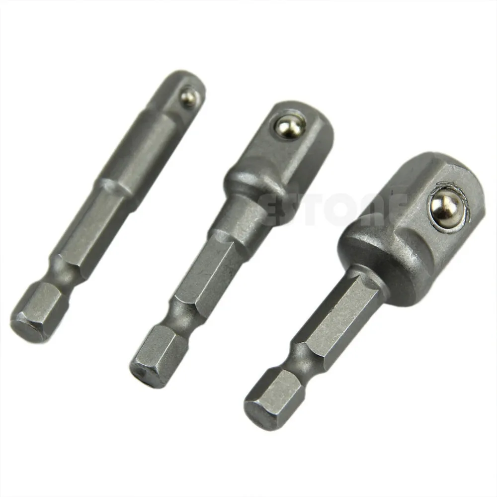 HYY-YY Drill, 3pcs Hex Shank Socket Adapter Set 3/8 1/4 1/2 Inch Driver Extension Drill Bits Bar HYY-YY Drill, 3pcs Hex Shank Socket Adapter Set 3/8 1/4 1/2 Inch Driver Extension Drill Bits Bar