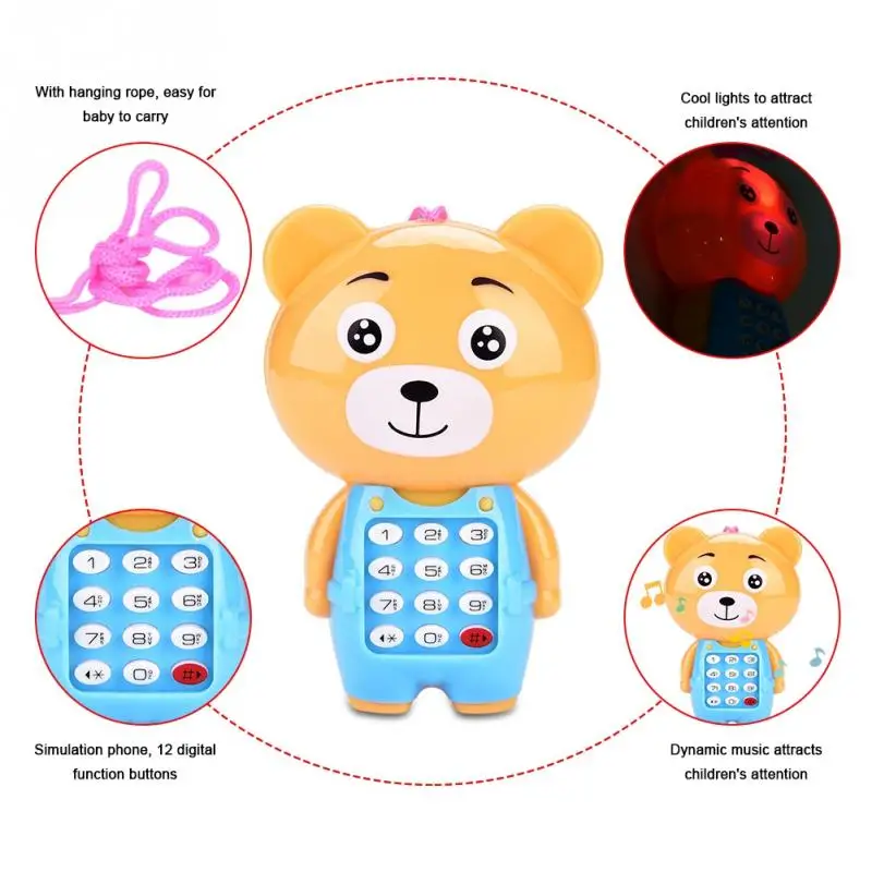 Электронный игрушечный телефон для детей милые животные музыкальное звучание многофункциональный сотовый телефон подвесная кровать колокольчик игрушки для детей