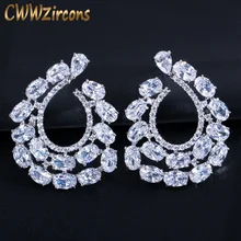 CWWZircons брендовые модные дизайнерские женские серьги-гвоздики с кубическим цирконием, 925 пробы серебряные женские ювелирные изделия, подарок CZ355
