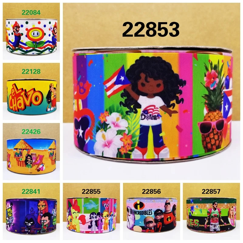 

Free shipping 2018 new arrival 50yards cartoon printed grosgrain ribbons 22084