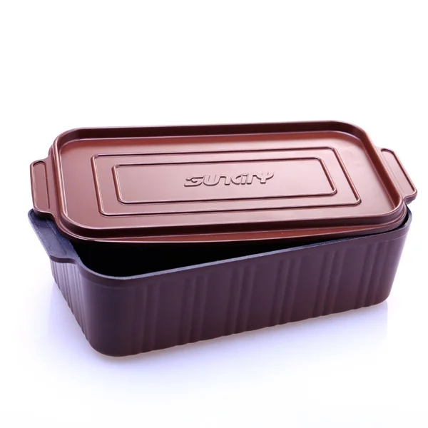 Коробка для обедов литая алюминиевая коробка Многофункциональный хлеб для тостов блюдо антипригарное без специфического запаха сковородки для выпечки торта инструменты BM-016 - Цвет: Коричневый