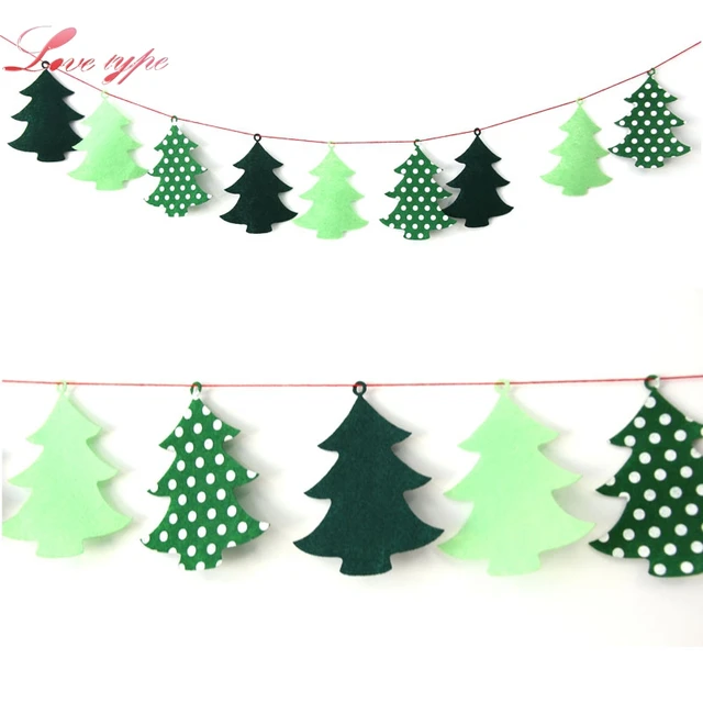 New 1Set Non woven Fabric Banners DIY Christmas Tree Flags Garland ...