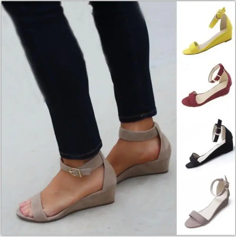 Женские туфли на танкетке обувь chaussure Летняя с открытым носком Повседневная 2018