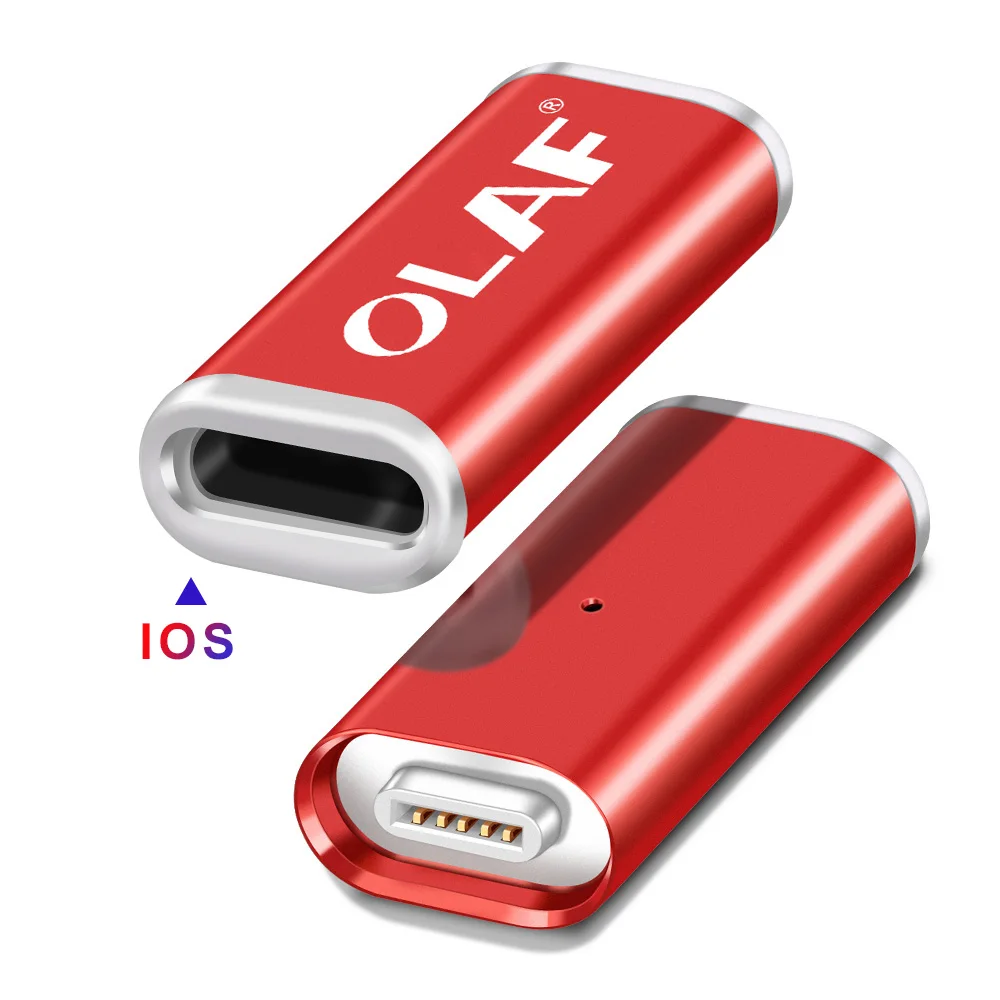 LED Light Magnetic Adapter Transfer Connector Magnetic Micro USB Connector Adapter IOS Android Type-C Magnetic Adapter USB TypeC - Цвет: For iphone Red