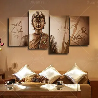 4 Panel Abstract Printed Buddhism Buddha Painting Canvas Art Home 4 Panel Abstract Printed Buddhism Buddha Painting Canvas Art Home Decor Buda Picture For Living