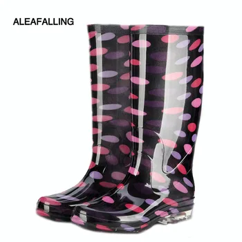 

Aleafalling Fashion Floral PVC Rain Boots Mid-calf Garden Cooker Warm Women Shoes Waterproof Mature Motorcycle Rubber Shoes W193