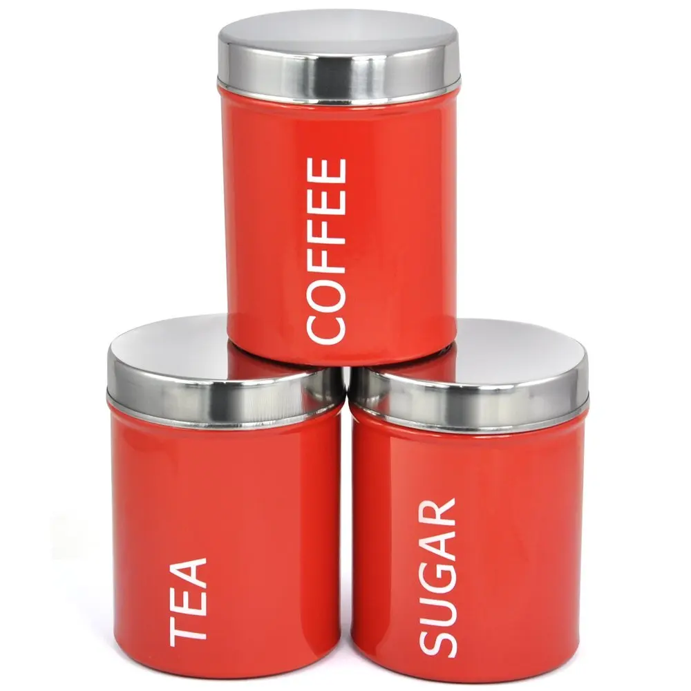 3pcs Set Red Stainless Steel Food Seal Can Storage Canister 3pcs Set Red Stainless Steel Food Seal Can Storage Canister Coffee Tea Sugar Pot In Bottles Jars From Home Garden On