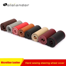 Car hand sewing steering wheel covers 38cm universal microfiber leather breathable wear steering wheel cover for Kia Honda etc. Car hand sewing steering wheel covers 38cm universal microfiber leather breathable wear steering wheel cover for Kia Honda etc.