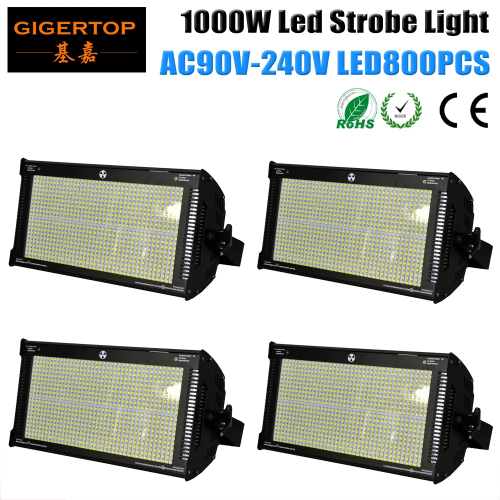 Freeshipping 4 Pack 1000W White Color Professional Led Strobe Light DMX512 2CH/6CH/8CH 3 Sound/Auto