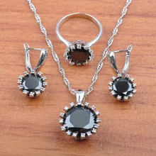925 пробы Серебряные Ювелирные наборы для женщин Дубай ювелирные изделия ожерелье из природных кристаллов кулон серьги кольцо Подарочная коробка ювелирных изделий JS0528