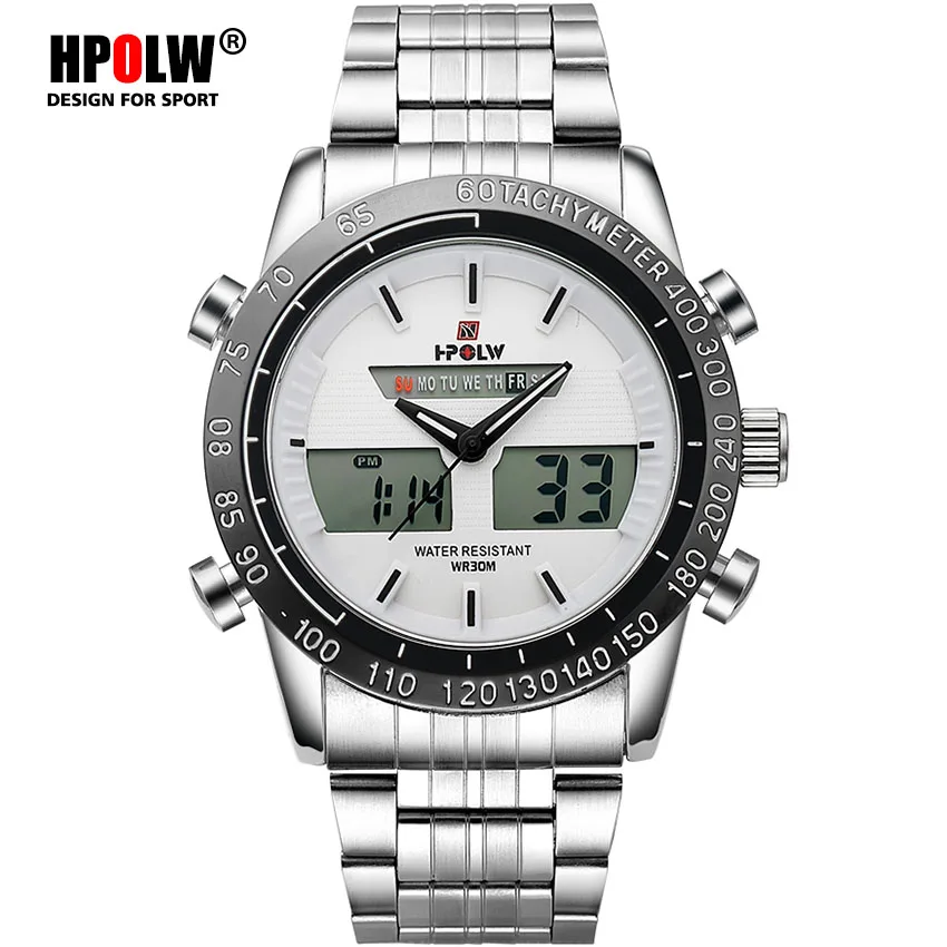 

Men Luxury Brand Waterproof Military Sport Watches Men Silver Steel Digital Quartz Analog Watch Clock Relogios Masculinos