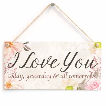 

Meijiafei I Love You today, yesterday & all tomorrows.. - Romantic Meaningful Anniversary Gift Sign For Husband or Wife 10"x5"