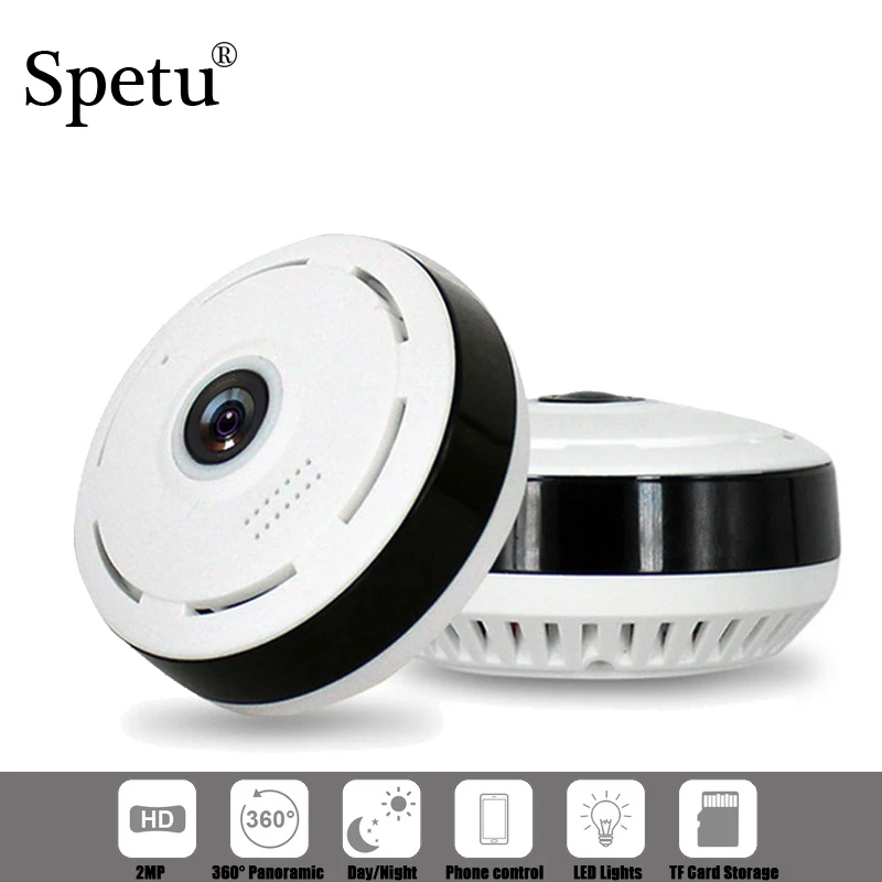 

Spetu HD 1080P 2MP 360 Degree Panoramic Wifi IP Camera Home Security Wireless CCTV Camera Night Vision Fish Eyes Lens VR Camera