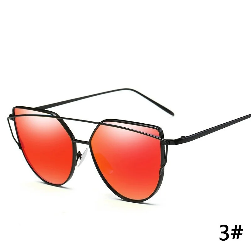 Автомобильный драйвер очки кошачий глаз винтажная, брендовая, дизайнерская зеркало из розового золота солнцезащитные очки для женщин металлические Светоотражающие Плоские линзы солнцезащитные очки - Название цвета: Оранжевый