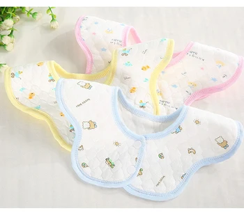 

baby bibs cotton bibs& burp cloth slobber cartoonr round bib waterproof Rotating circular snap pocket meal 360-degree 3 optional