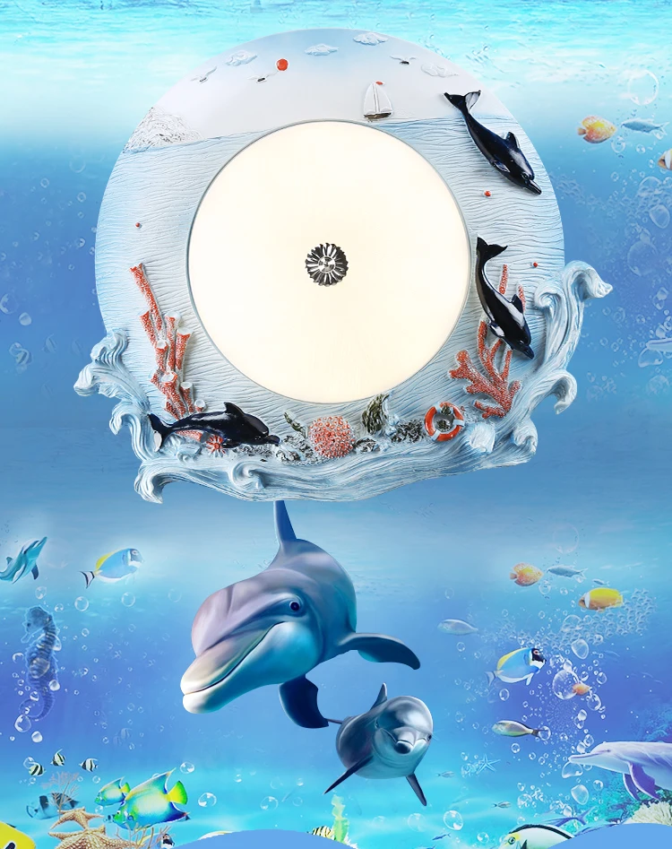 

Creative cartoon LED ceiling lamp living room kindergarten boy girl children bedroom bedroom home lighting blue ocean za ET14