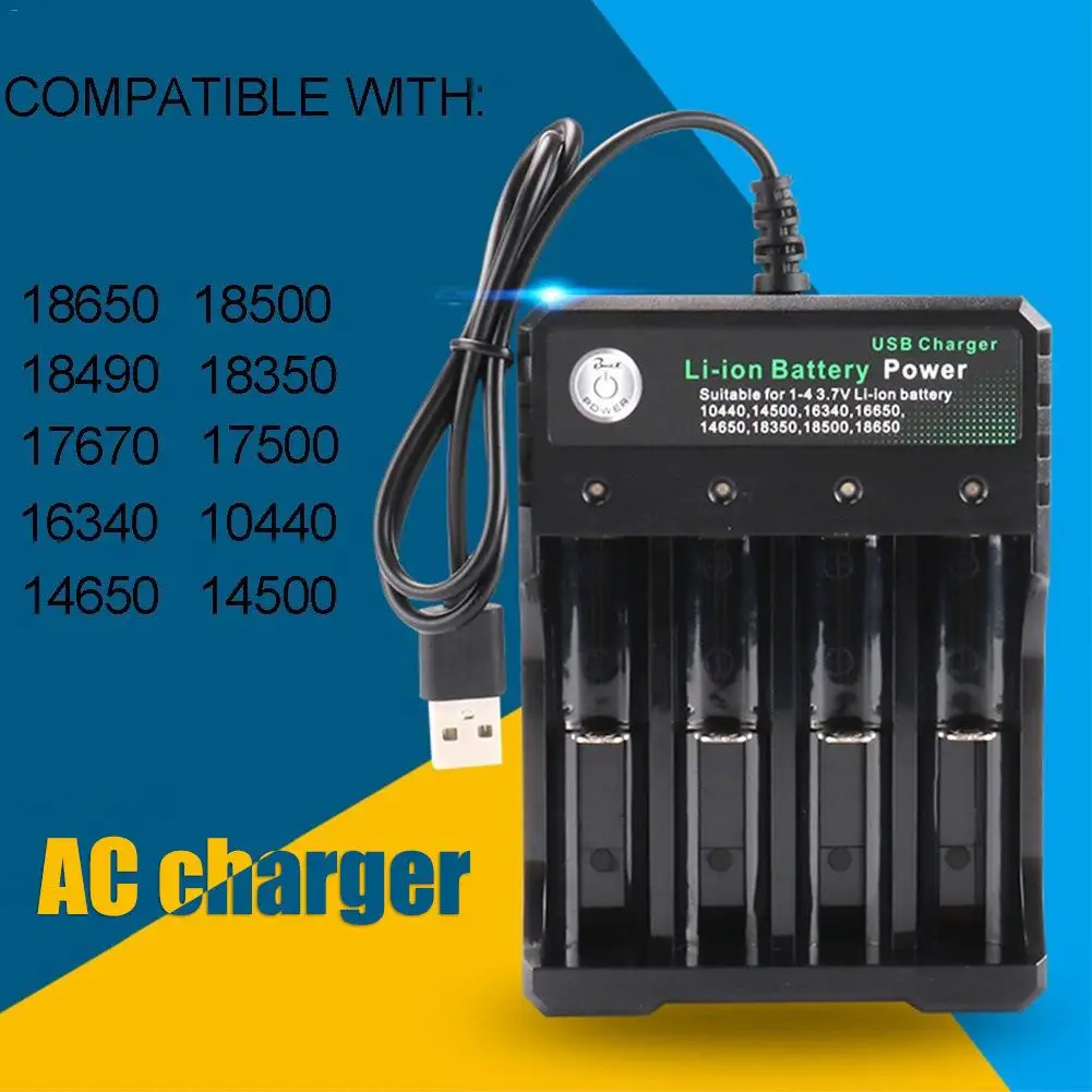

18650 Battery Charger 4-slot Li-ion Battery Charger Amplifier USB Charging Stand Rechargeable Battery Multiple Battery Charger